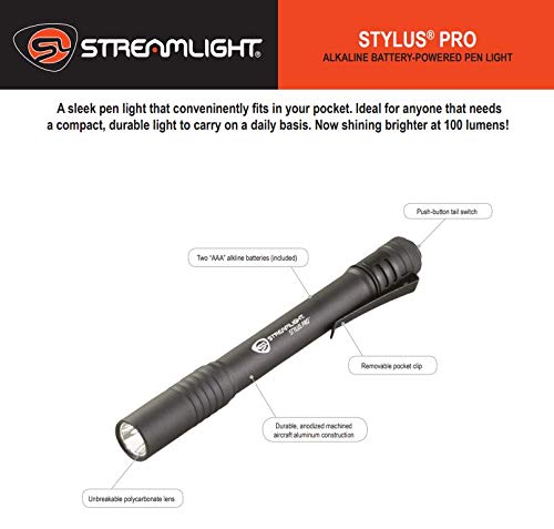 Streamlight Stylus Pro aluminum housing offers durability and abrasion resistance
