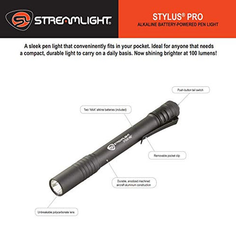 Streamlight Stylus Pro aluminum housing offers durability and abrasion resistance