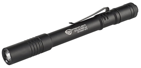 Streamlight Stylus Pro rugged aluminum body with IPX4 water resistance.
