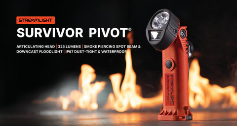 Streamlight Survivor Pivot multi-fuel design compatible with alkaline batteries.