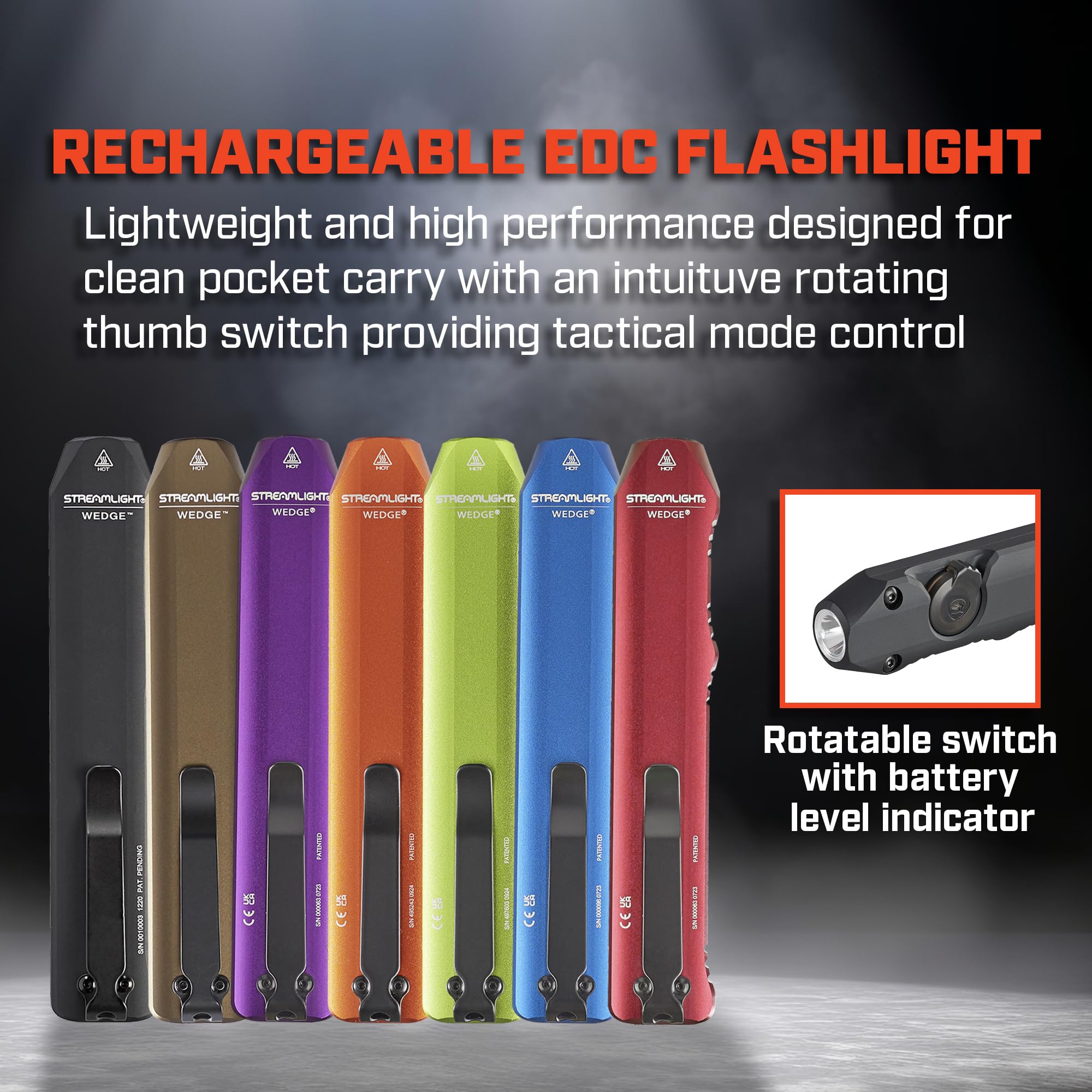 Streamlight Wedge IPX7 waterproof design for wet conditions.