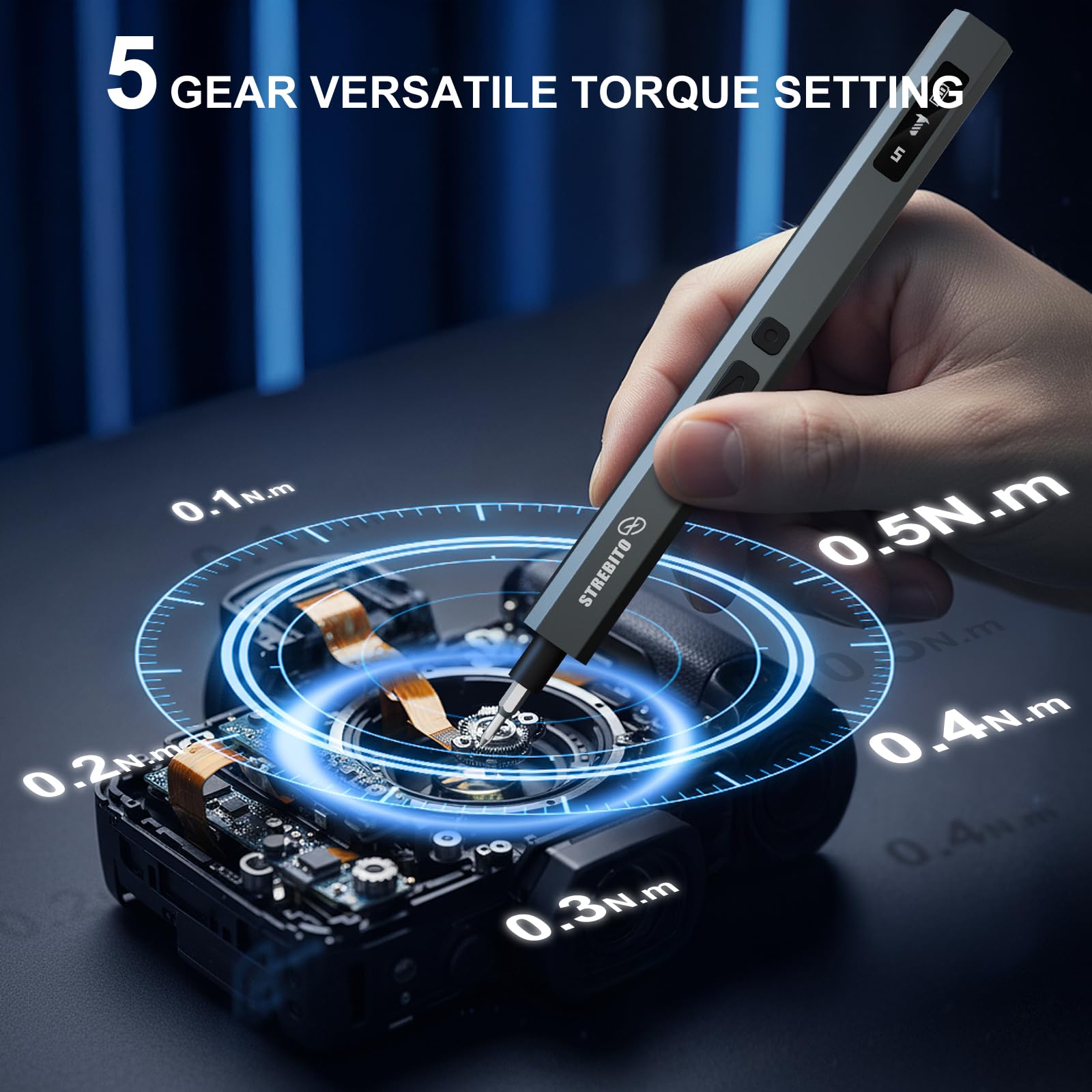 STREBITO 155-in-1 repair kit bits layout for versatile projects.