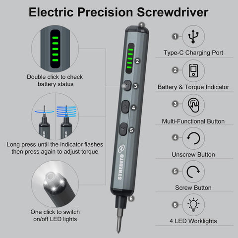STREBITO 64-bit precision bits collection for diverse screws and quick repairs.