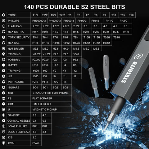 STREBITO electric screwdriver with bright LED worklight for dim spaces.