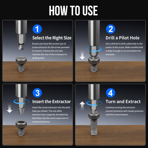 STREBITO extractor-bits suitable for multiple screw sizes