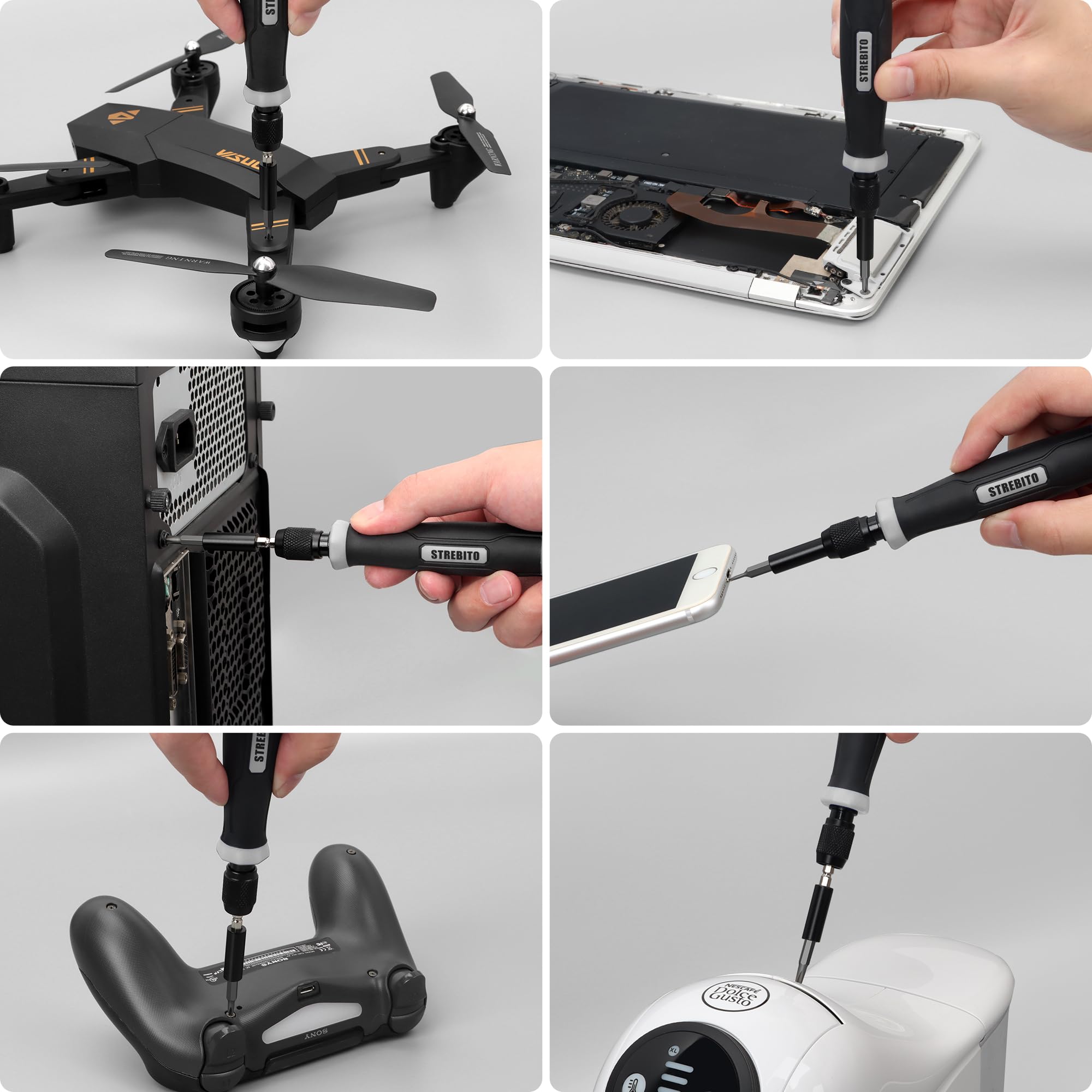 STREBITO magnetic mat keeps screws organized during repairs.