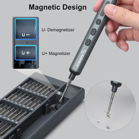 STREBITO micro electronics tools including spudger and tweezers for small parts.