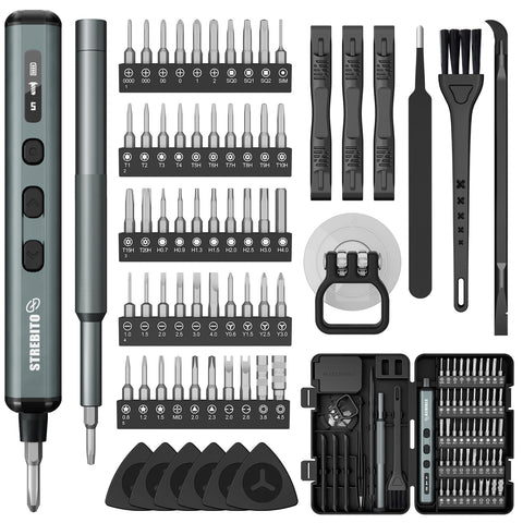 STREBITO mini screwdriver overview for electronics repair, versatile 67-in-1 kit.