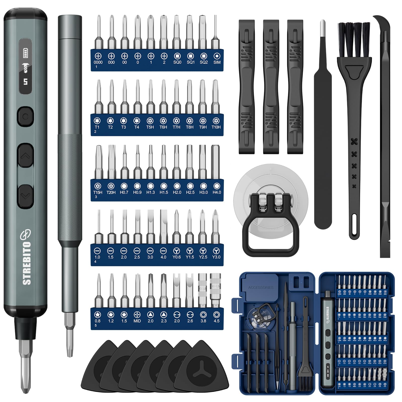 STREBITO mini electric screwdriver handle close-up for precise control