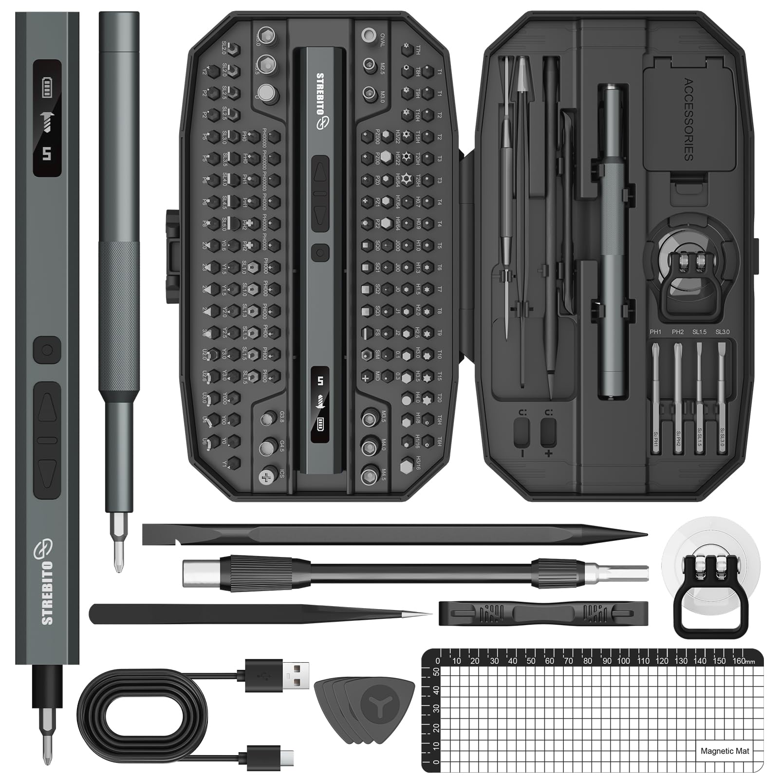STREBITO mini electric screwdriver with torque settings helps protect delicate electronics.