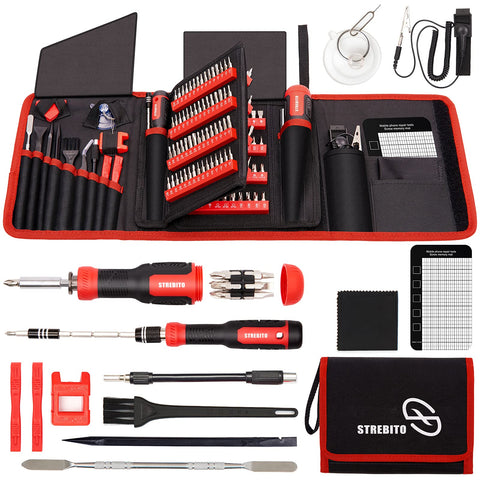 STREBITO precision screwdriver set showing the 191-piece kit for electronics repair.