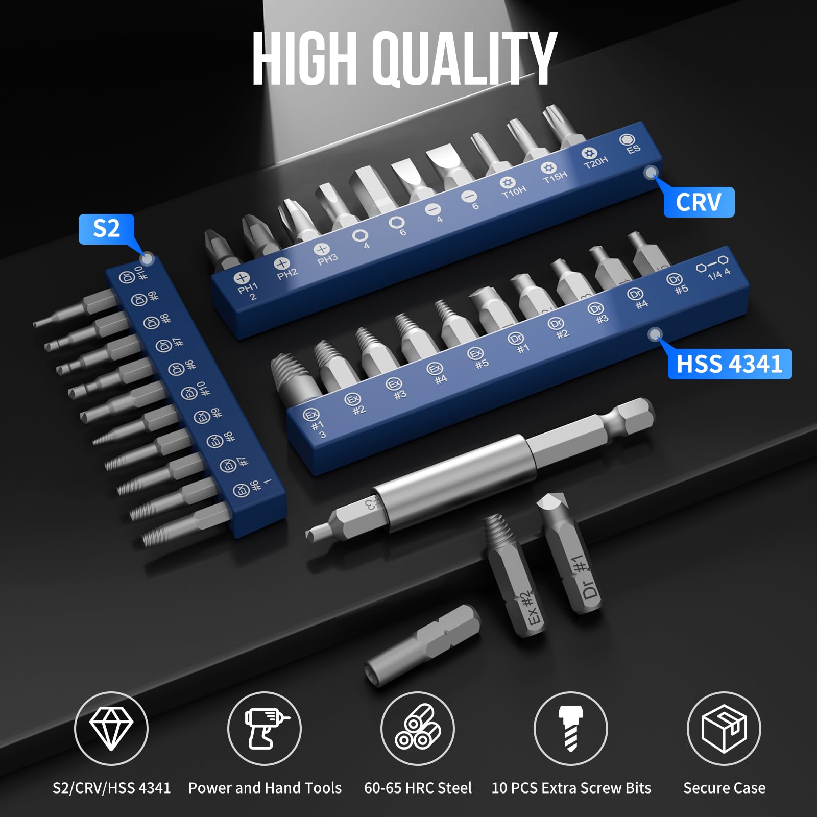 STREBITO screwdriver-bits included for versatile DIY tasks