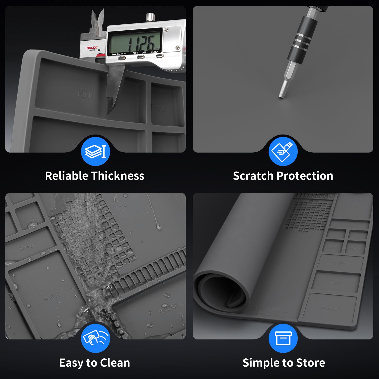STREBITO easy-clean silicone surface resists dirt and grime