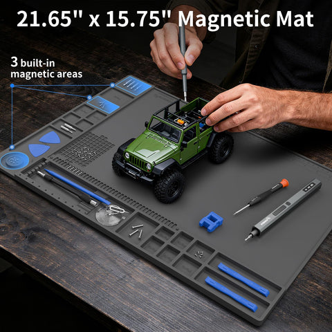 STREBITO magnetic zones keep small parts secure during repairs