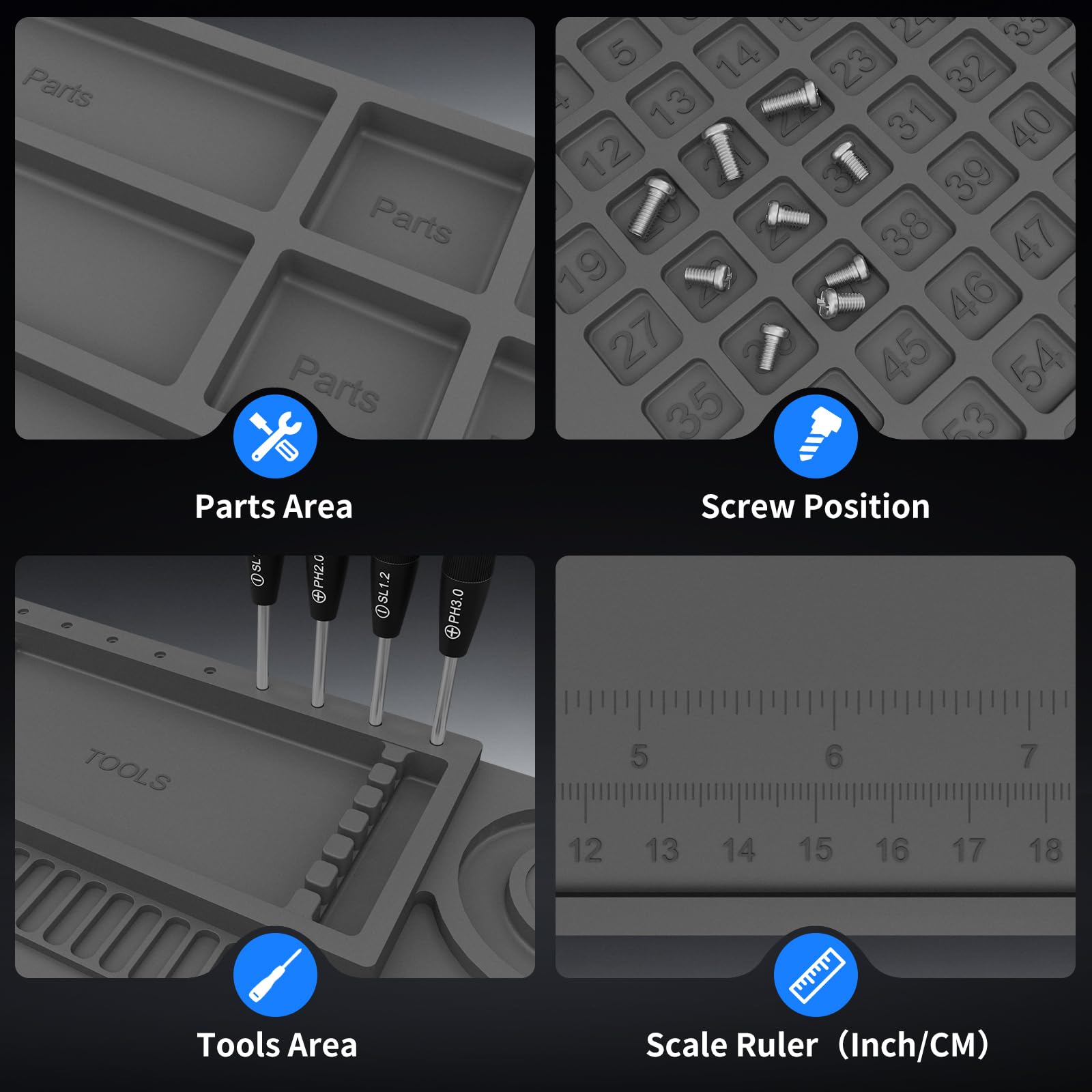 STREBITO built-in rulers for metric and imperial measurements