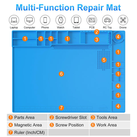 STREBITO soldering mat magnetic areas hold screws and components securely