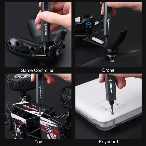 STREBITO USB-C fast charging powers the screwdriver in one hour.