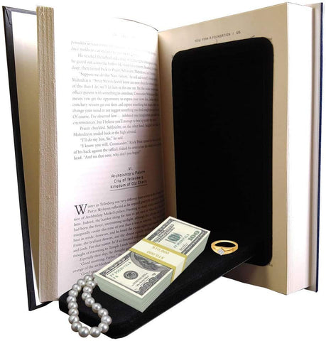 Streetwise large hardbound book safe cover blends with shelf decor while hiding valuables.