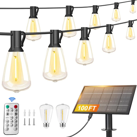 Stright 100ft solar string light with remote for easy outdoor ambiance