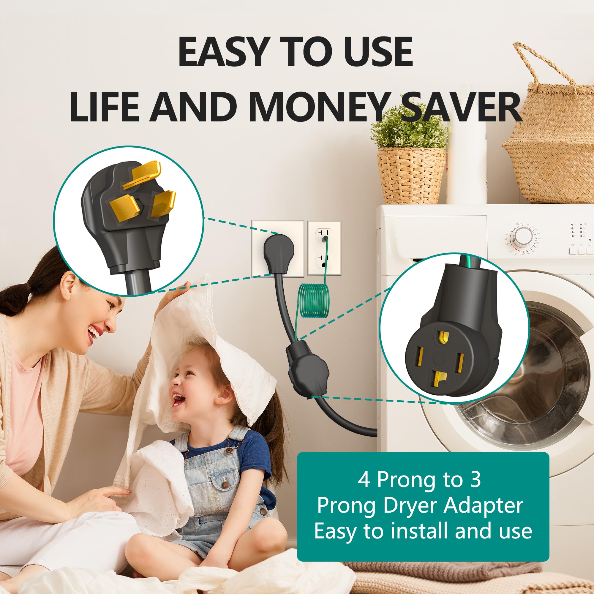Strightinc 1 ft adapter cord keeps dryer area neat and accessible