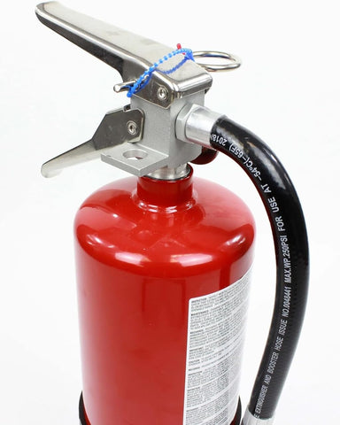 Strike First extinguisher gauge closeup showing reliable pressure indicators.