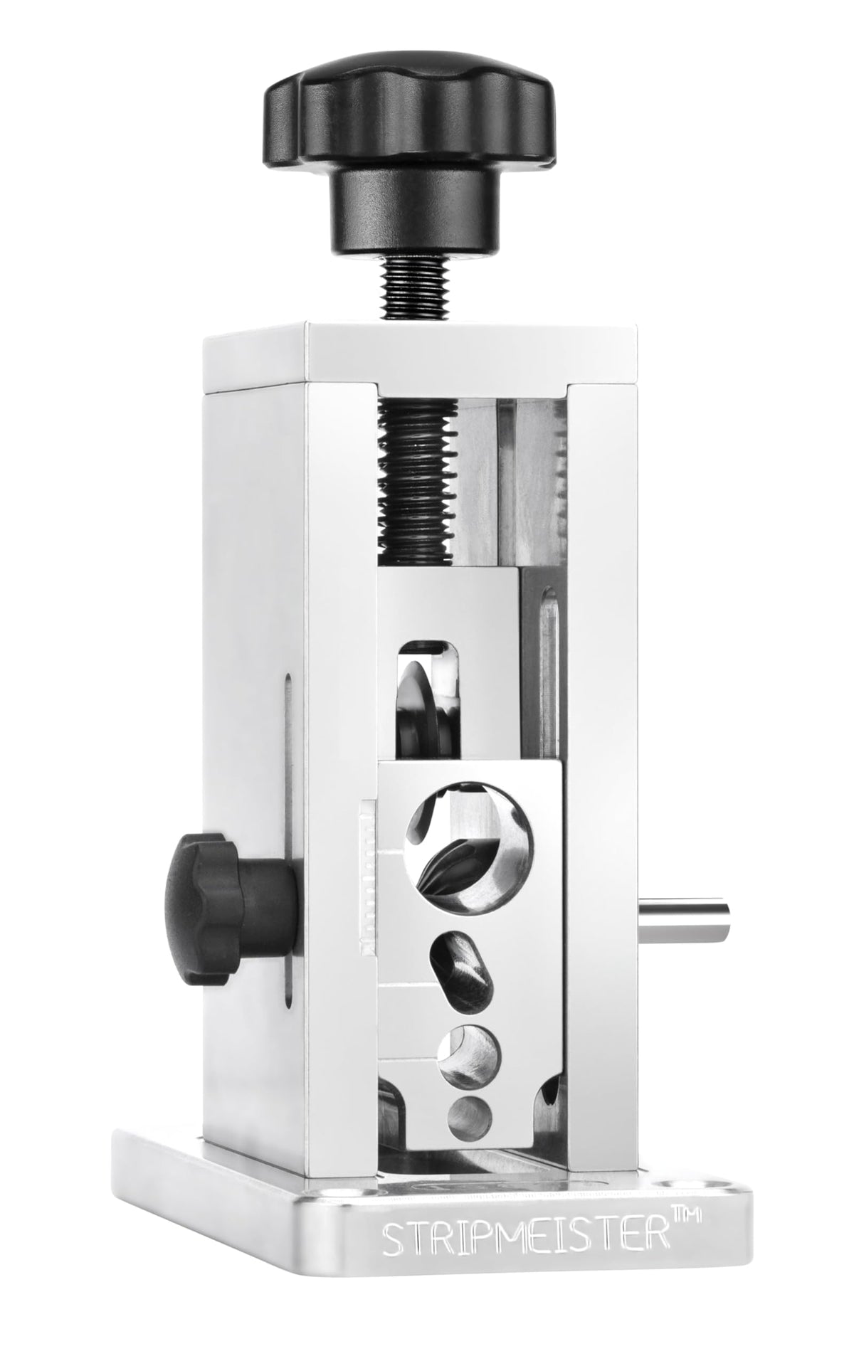 StripMeister Original drill-powered stripper front view shows compact, portable design for on-site tasks.