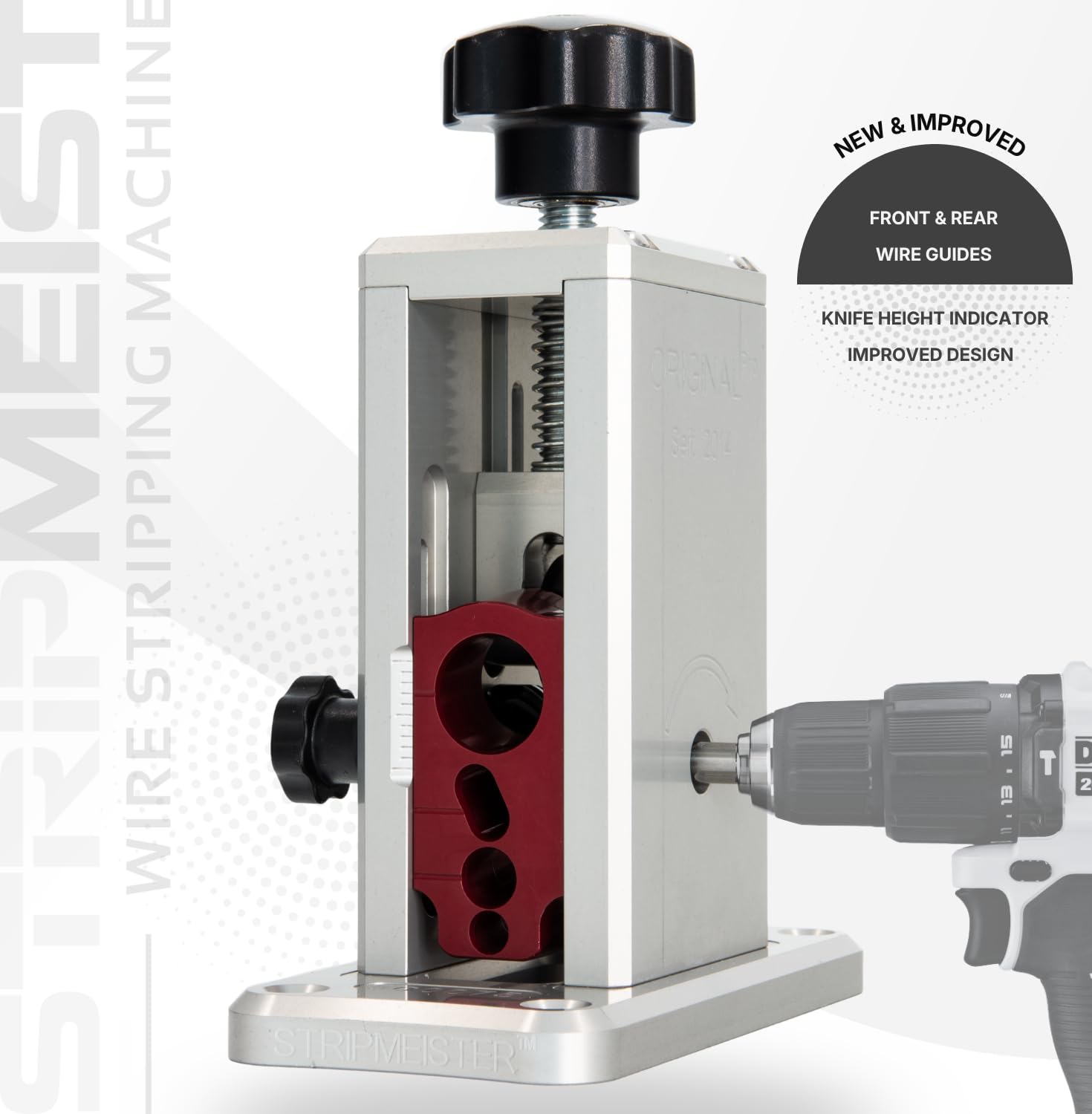 STRIPMEISTER Original Pro feeder closeup emphasizing ULTRA GRIP for jam-free feeding