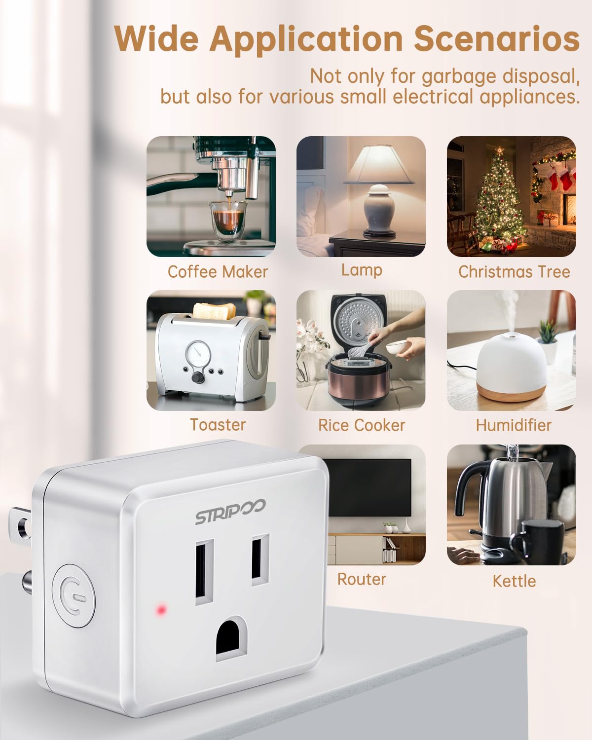 STRIPOO universal remote outlet designed to automate lights and small devices.