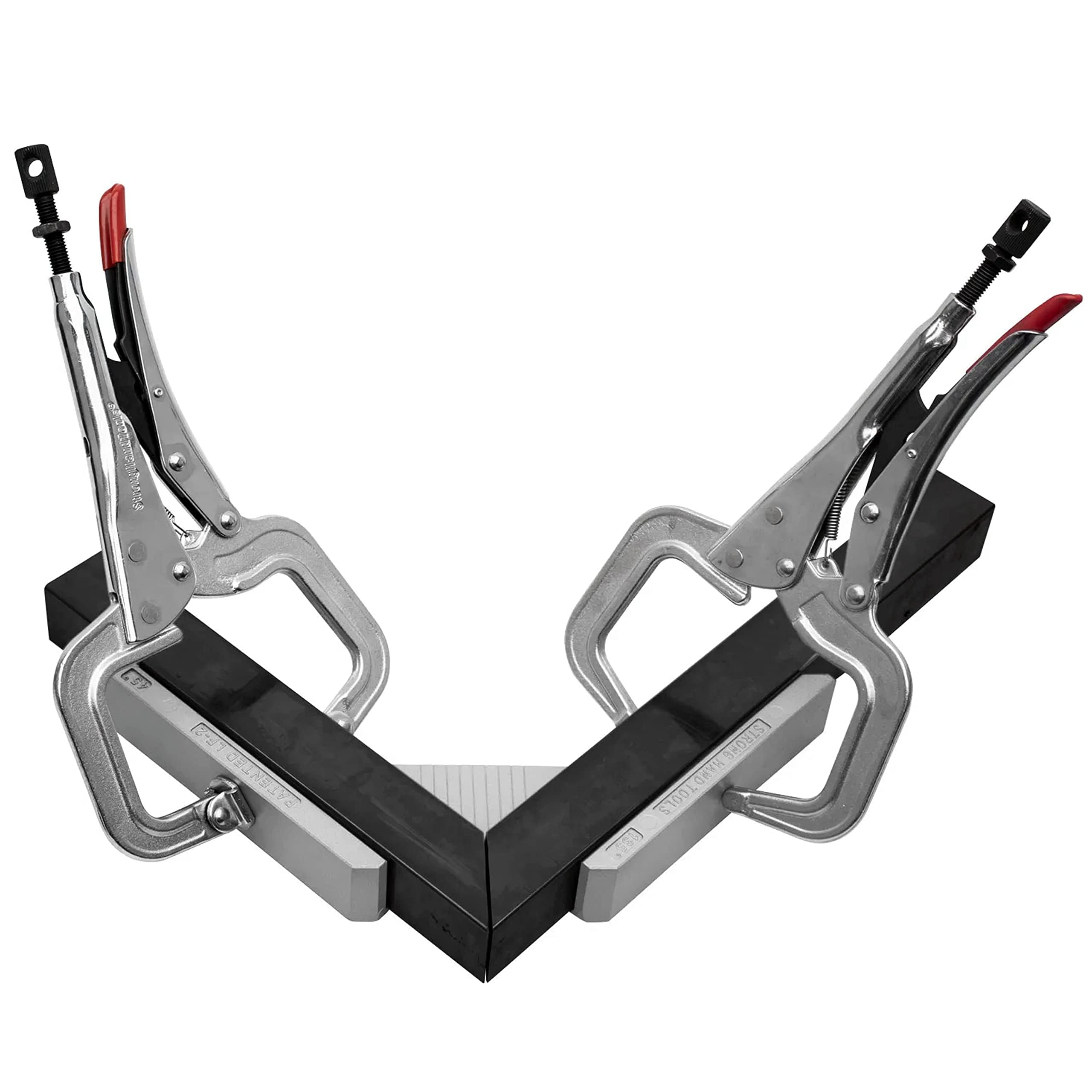 Strong Hand Tools fixture supports inside and outside surfaces for flexible setups.