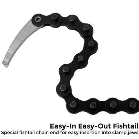 Strong Hand Tools locking chain pliers grip marks on jaws for positive hold.