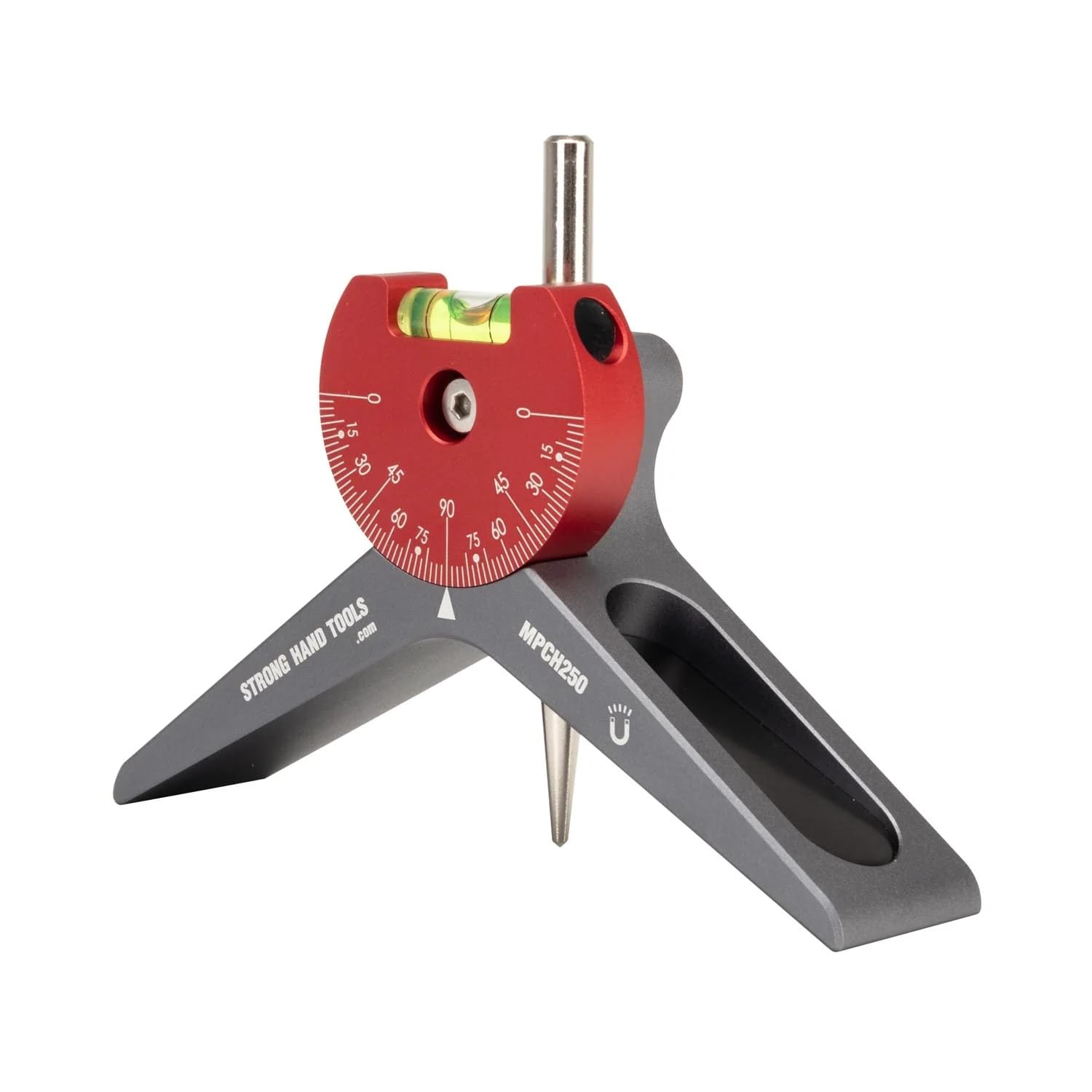 MPCH250 dial bubble protractor enables precise angle readings.