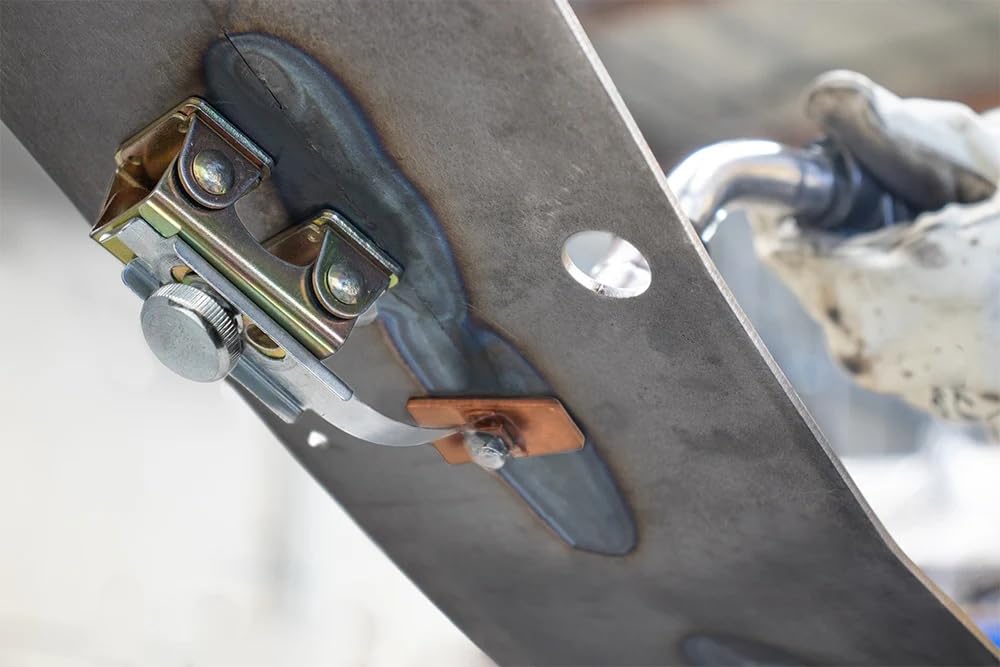 Strong Hand Tools spring-loaded arm lets you place and weld quickly.