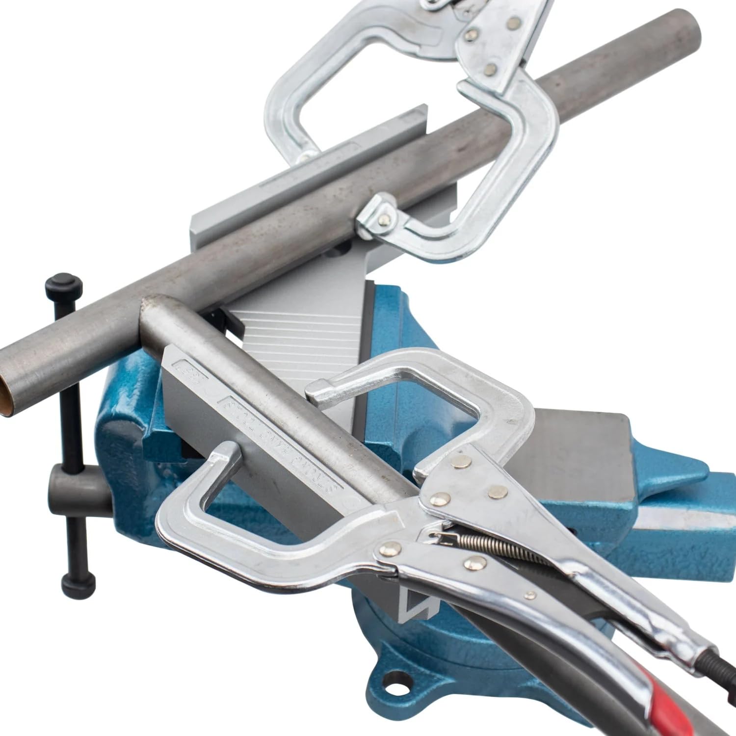 Strong Hand Tools fixture can be held in a vise for stable positioning.