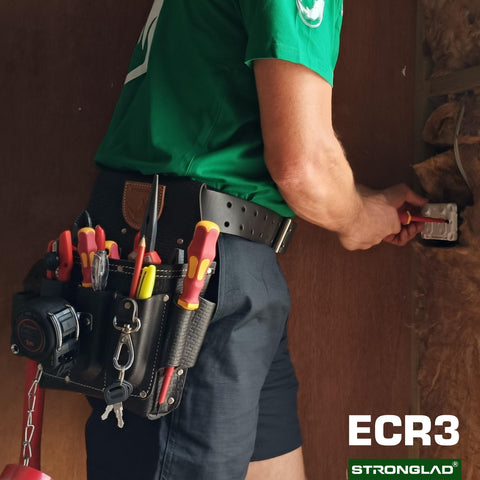 STRONGLAD 13-pocket layout neatly organizes pliers, meters, and more for fast access.