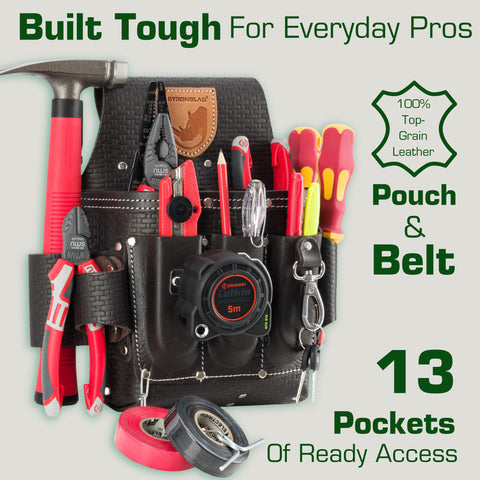 STRONGLAD leather belt adjustable fit secures comfort for long, demanding shifts.