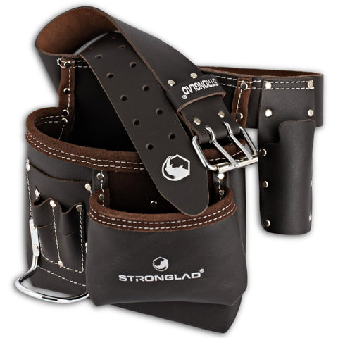 STRONGLAD leather tool belt with 6 pockets for quick tool access