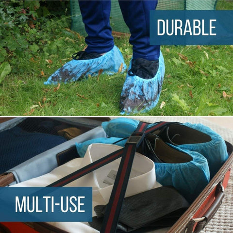 Strongman Tools elasticized shoe covers fit most shoe sizes for versatile use.