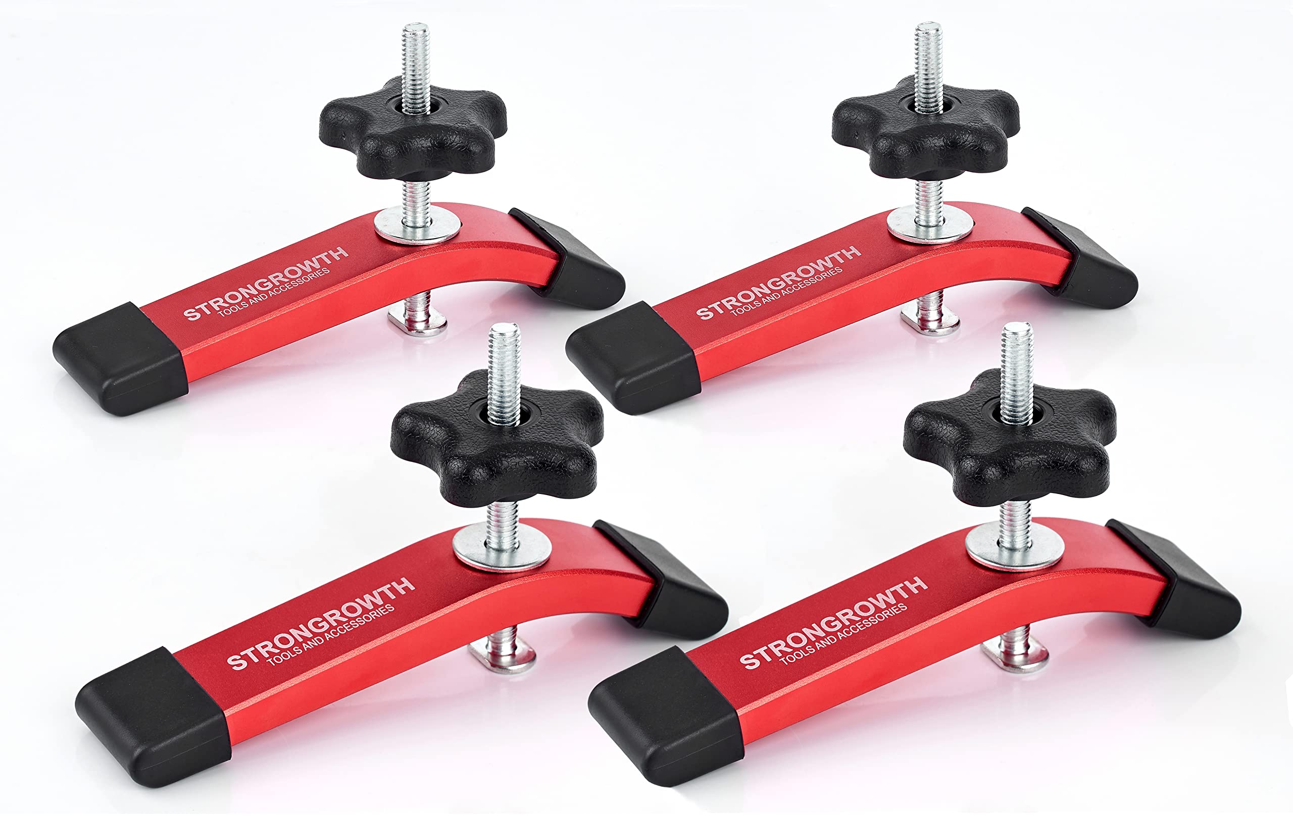 STRONGROWTH T-track clamps red close up for precise clamping and protection