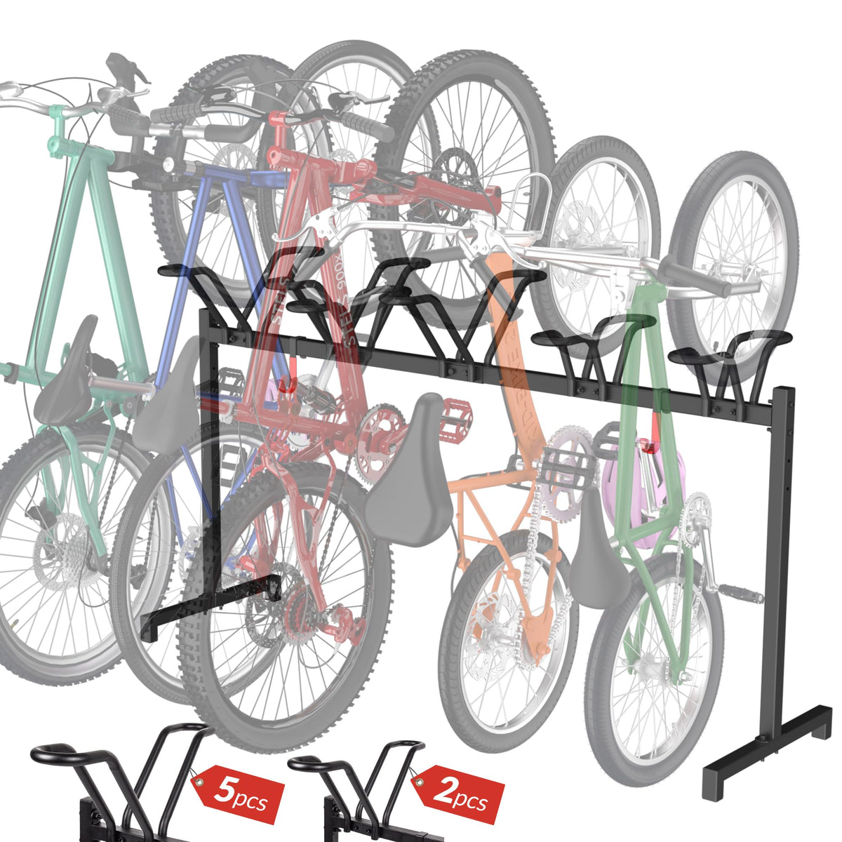 Sttoraboks 5 Bikes Floor Stand main view organizing five bikes in a garage