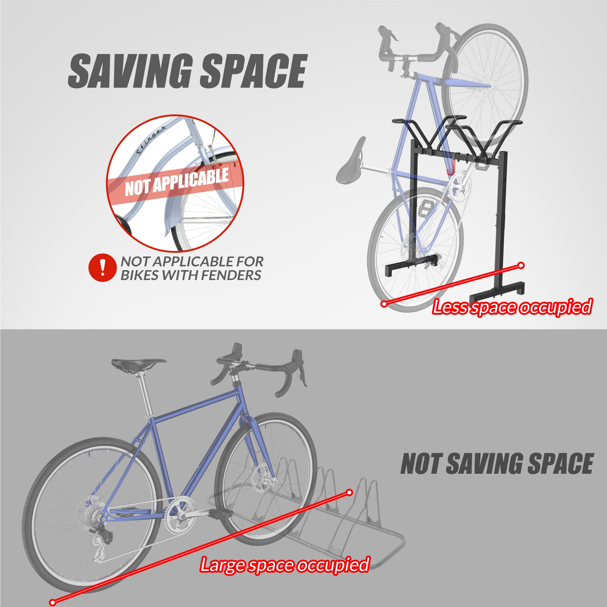 Sttoraboks adjustable crossbar height fits various bikes and spaces.