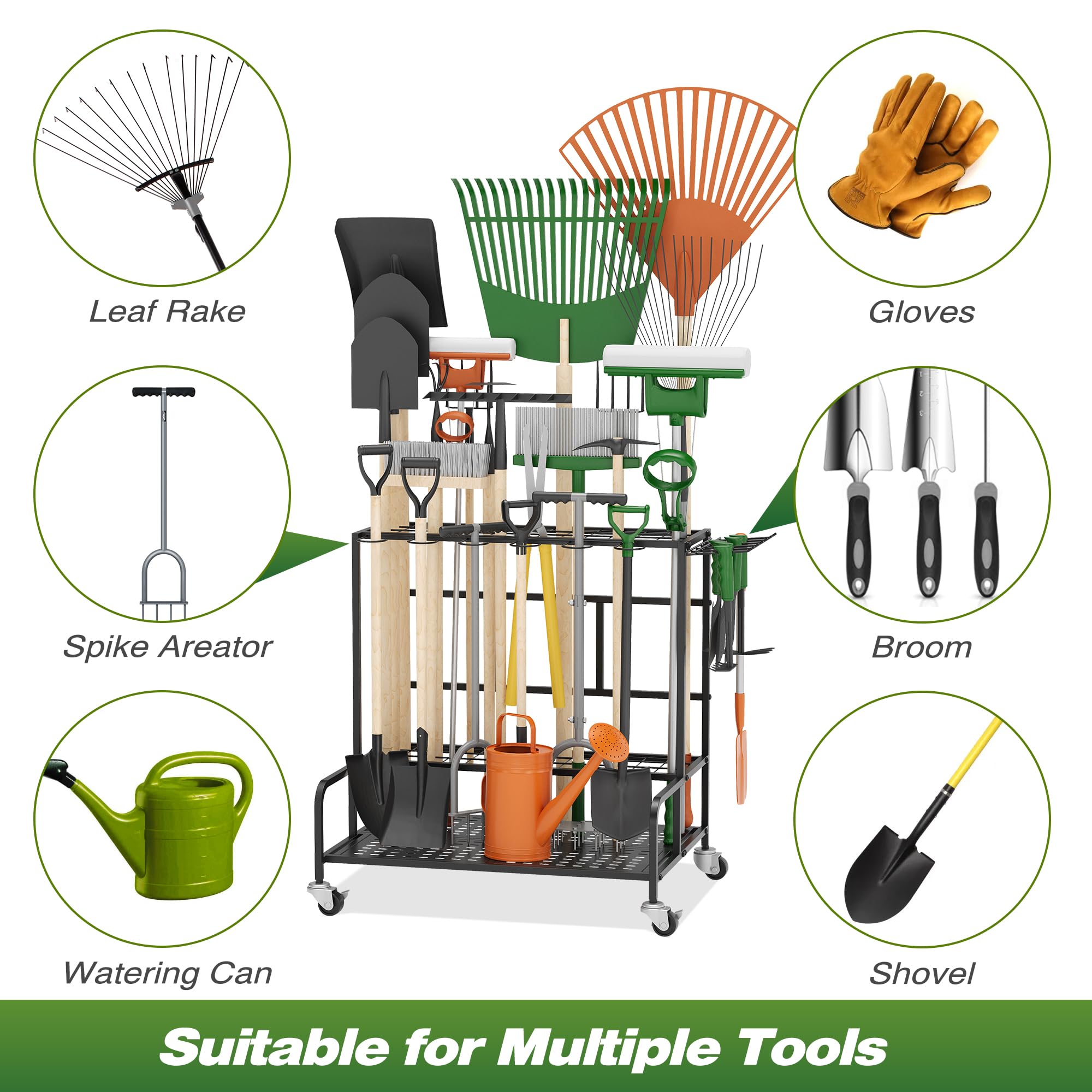 Sttoraboks broom holder on the rack keeps sweeping tools accessible.