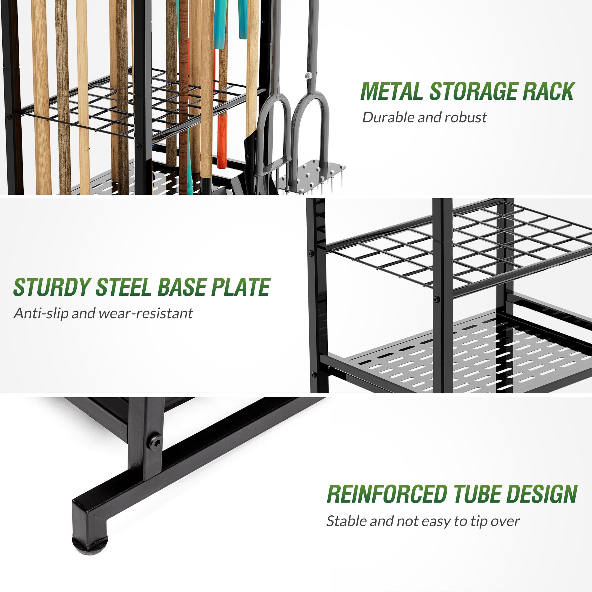 Sttoraboks garden tool organizer rack broom holder detail in use