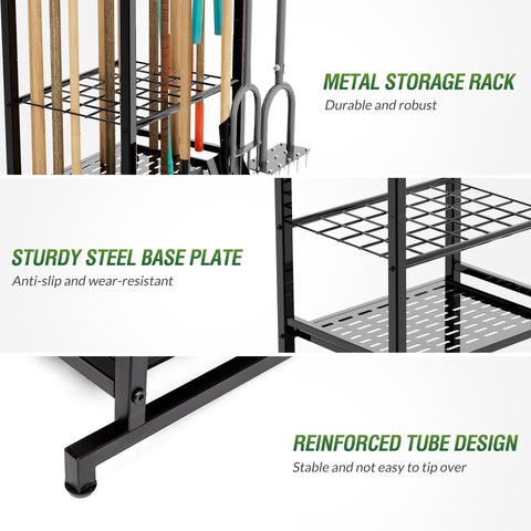 Sttoraboks garden tool organizer rack broom holder detail in use
