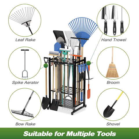Sttoraboks garden tool organizer rack compact footprint fits tight spaces