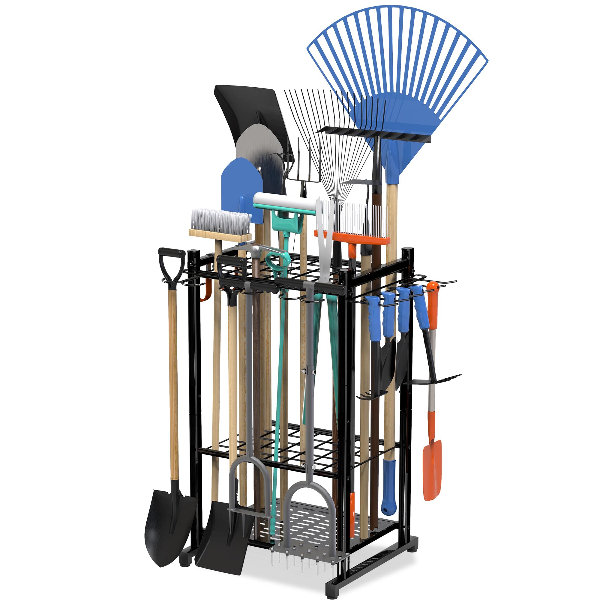 Sttoraboks garden tool organizer rack front view showing ample tool capacity