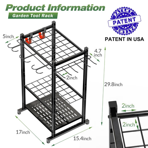 Sttoraboks garden tool organizer rack side view with multiple hooks