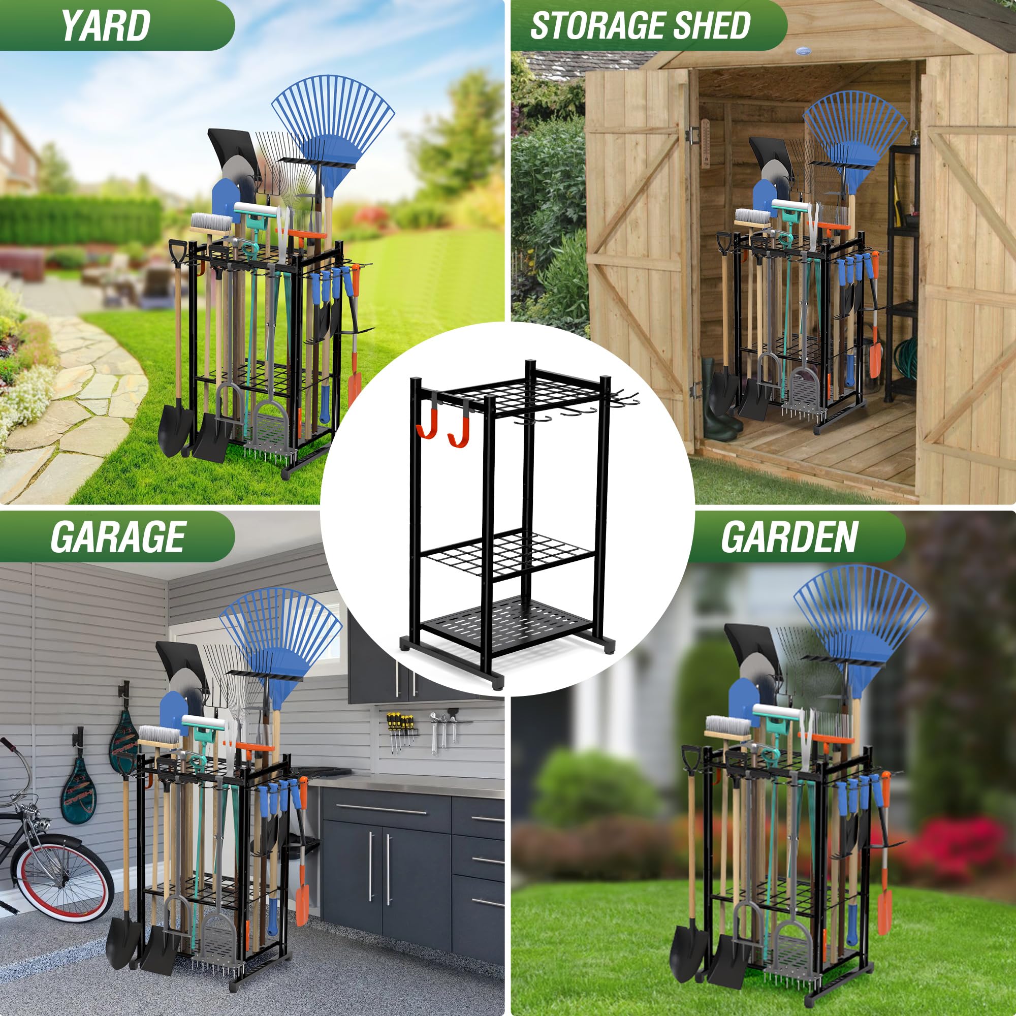 Sttoraboks garden tool organizer rack sturdy base supports heavy tools