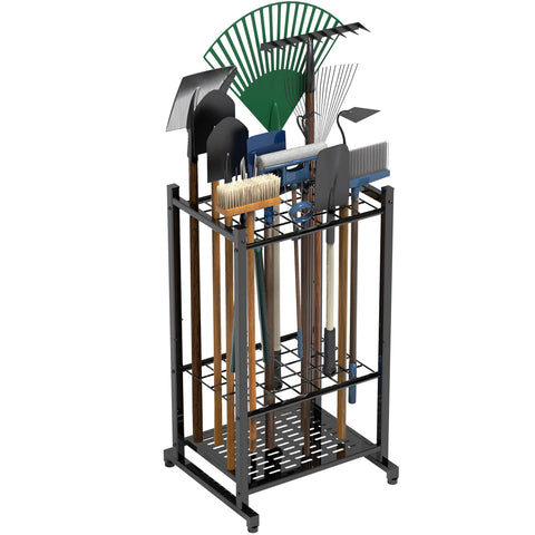 Sttoraboks garden tool organizer stand neatly stores long-handled tools.