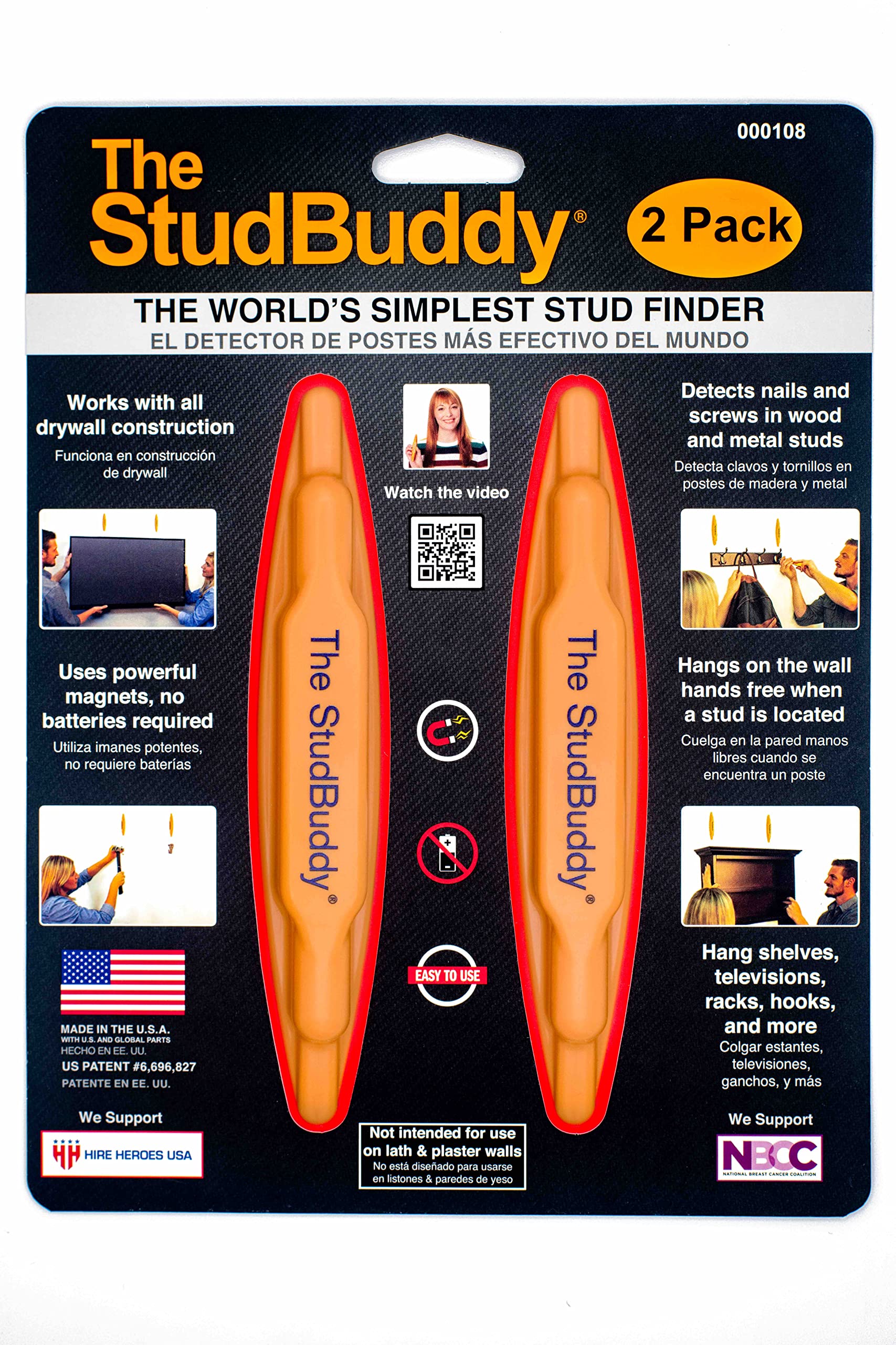 The StudBuddy precision wall location demonstrates accurate stud alignment.