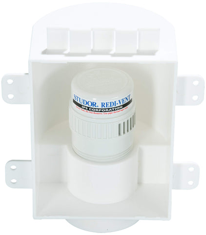 Studor recessed box installation in a cabinet with clean lines.
